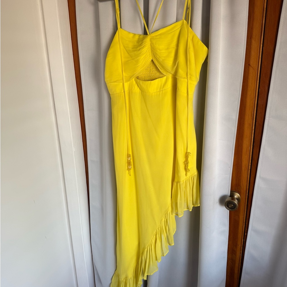Chic Asymmetrical Yellow Dress